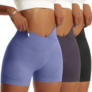 3 Pieces Women Solid Peach Hip Sports Pants